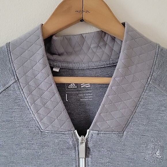 Adidas Golf Grey 1/2 Zip Pullover Quilted Pouch Pocket Size Large L - Picture 2 of 8